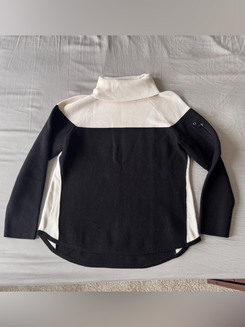 Talbots Black and Cream Colorblock Turtleneck Sweater